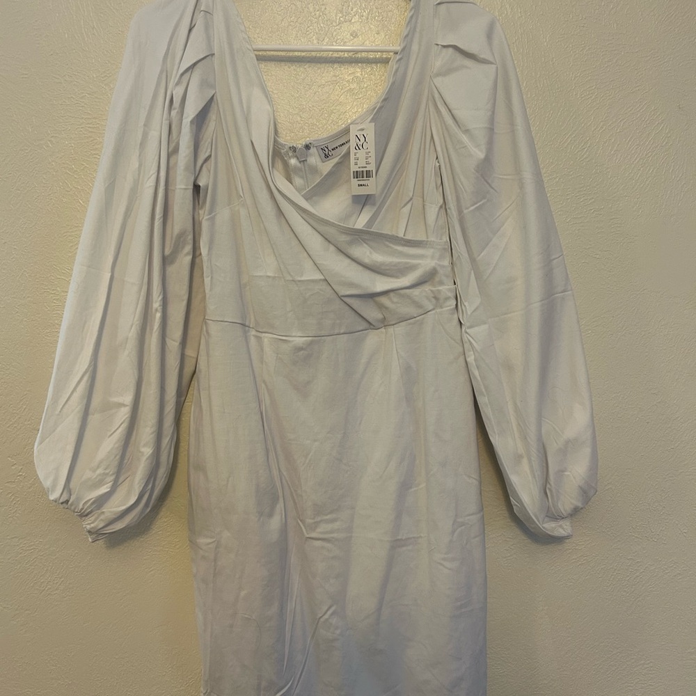 New York & Company Balloon Sleeve Wrap Dress